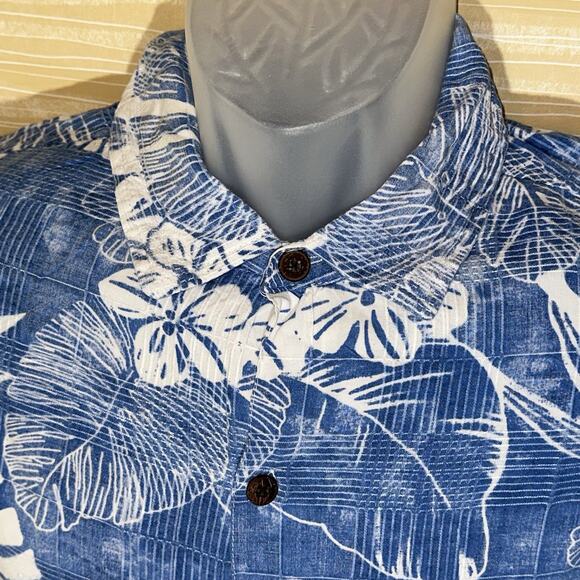 Caribbean Joe Men's Blue Floral Hawaiian Short Sleeve Shirt XL 100% Rayon 0624 - Picture 2 of 4
